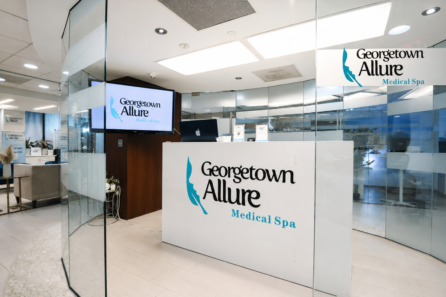 Reception and lobby at Georgetown Allure Medical Spa in Washington DC